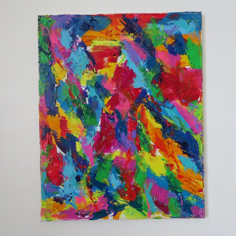 Original Acrylic Painting on Canvas 16" x 20" Signed 2021 Abstract Art